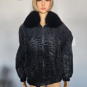 #724 Leather/fox fur coat
